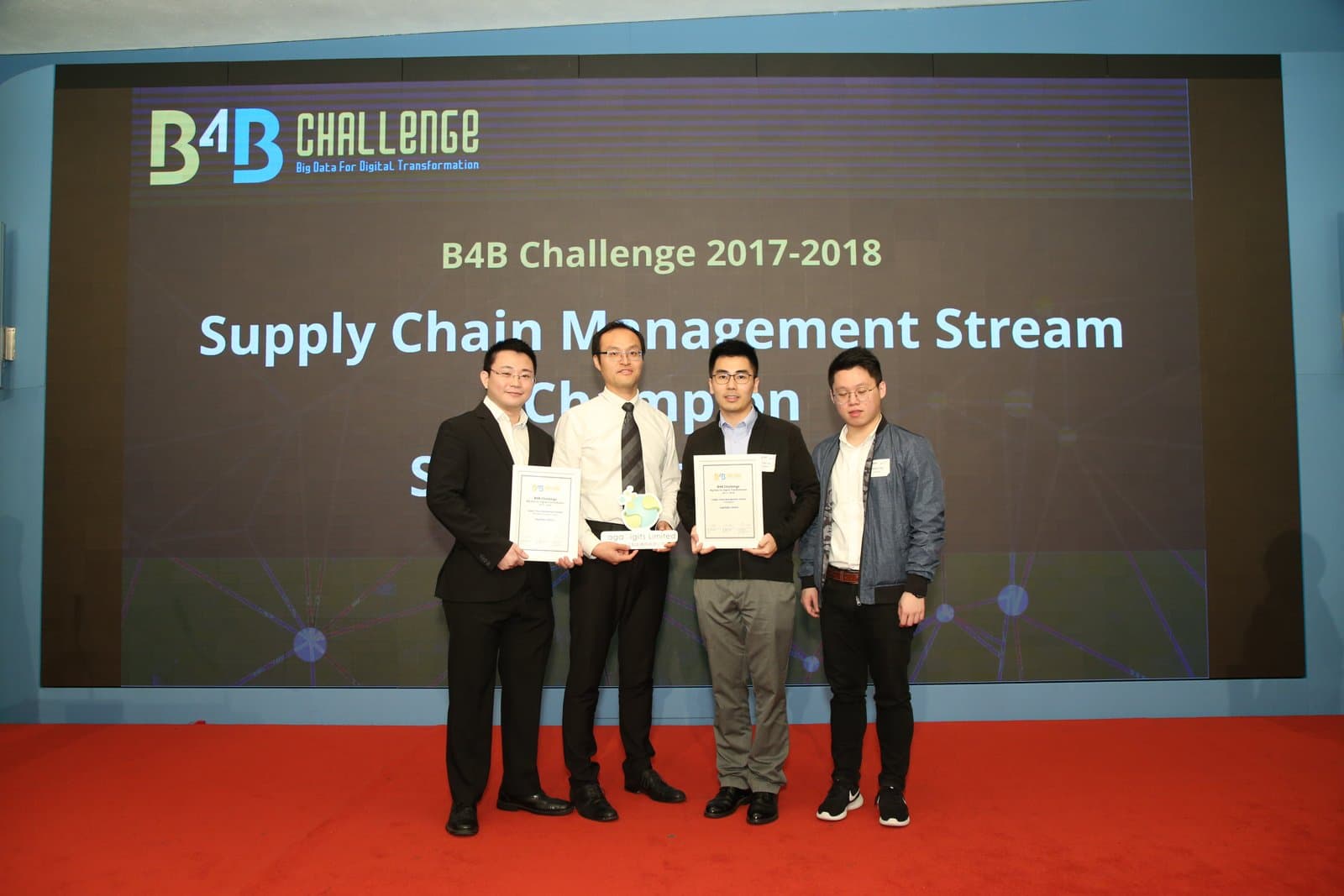 The Supply Chain Management Stream champions on stage at B4B Challenge 2017–2018